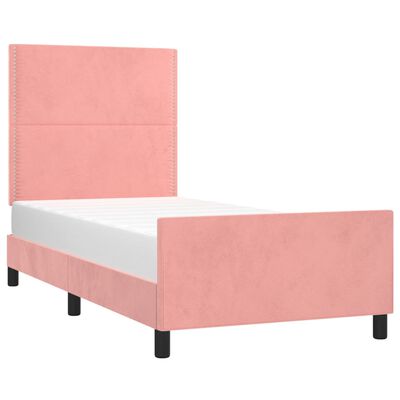 vidaXL rózsaszín bársony ágykeret fejtámlával 100x200 cm