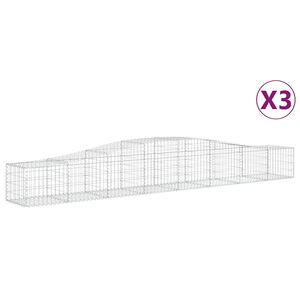vidaXL 3 db &iacute;ves horganyzott vas gabion kos&aacute;r 400x50x40/60 cm