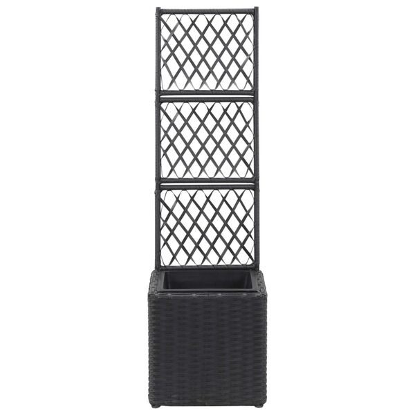 vidaXL fekete rácsos polyrattan magaságyás 1 kaspóval 30 x 30 x 107 cm
