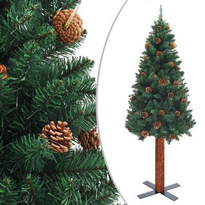 vidaXL zöld PVC megvilágított vékony műkarácsonyfa gömb szettel 180 cm