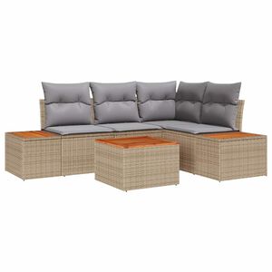 vidaXL Kerti Kanap&eacute; Szett 4 pcs Beige &eacute;s Vil&aacute;gossz&uuml;rke Polyrattan