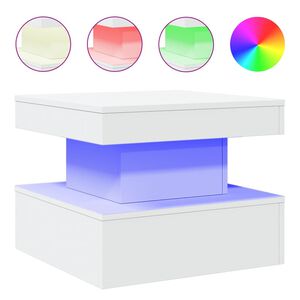 vidaXL feh&eacute;r doh&aacute;nyz&oacute;asztal LED-l&aacute;mp&aacute;kkal 50 x 50 x 40 cm