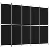 vidaXL 5 paneles fekete sz&ouml;vet t&eacute;relv&aacute;laszt&oacute; 250x200 cm