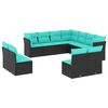 vidaXL 11 db fekete polyrattan kerti kanap&eacute;garnit&uacute;ra p&aacute;rn&aacute;kkal
