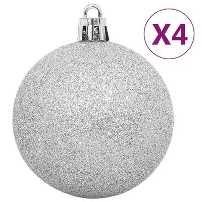 vidaXL 108 részes ezüst és fehér karácsonyi gömbszett