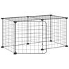vidaXL 8 paneles fekete ac&eacute;l kis&aacute;llatketrec ajt&oacute;val 70x35x35 cm