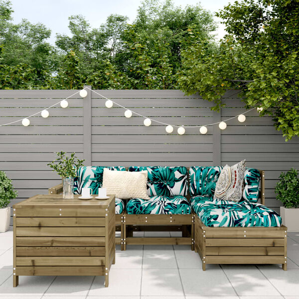 vidaXL 5 r&eacute;szes impregn&aacute;lt fenyőfa kerti kanap&eacute;szett