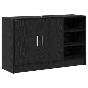 vidaXL F&uuml;rdőszoba Sz&eacute;k&eacute;ny ajt&oacute;val Fekete t&ouml;lgy 90 x 29 x 55 cm Faanyag
