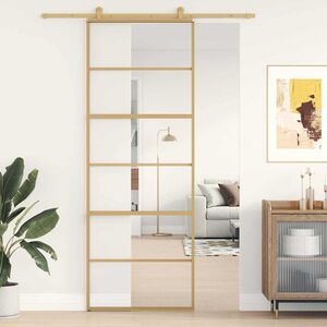 vidaXL aranysz&iacute;nű &aacute;tl&aacute;tsz&oacute; ESG &uuml;veg &eacute;s alum&iacute;nium tol&oacute;ajt&oacute; 76 x 205 cm