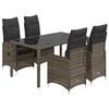vidaXL 5 r&eacute;szes sz&uuml;rke polyrattan kerti bisztr&oacute;garnit&uacute;ra p&aacute;rn&aacute;kkal