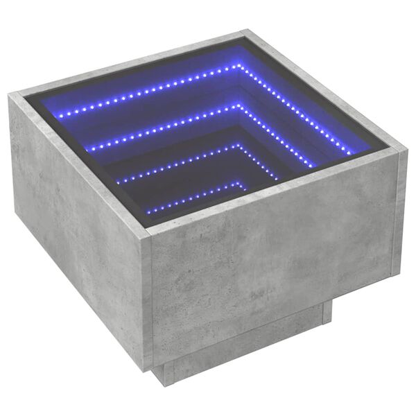 vidaXL betonszürke végtelen hatású LED-es éjjeliszekrény 40x40x30 cm
