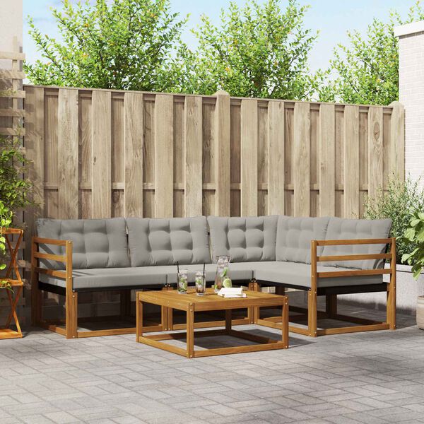 vidaXL K&uuml;lt&eacute;ri kanap&eacute; szett 5 pcs Term&eacute;szetes &eacute;s Vil&aacute;gossz&uuml;rke