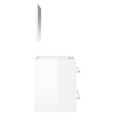 vidaXL magasfényű fehér szerelt fa fürdőszobaszekrény tükörrel