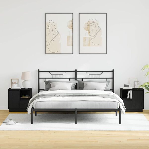 vidaXL &Eacute;jjeliszekr&eacute;ny 2 pcs Fekete t&ouml;lgy 50 x 34,5 x 50 cm Faanyag