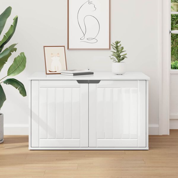 vidaXL Macska H&aacute;z F&eacute;nyes Feh&eacute;r 85 x 55 x 50,5 cm Faanyag