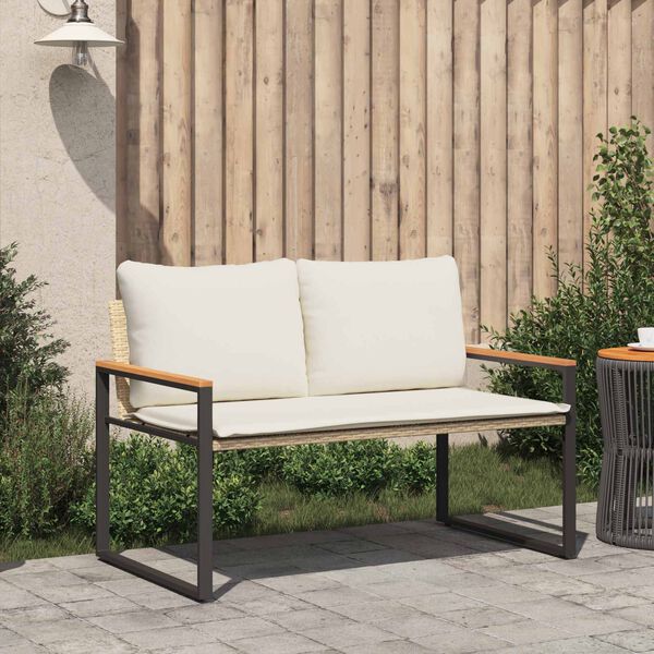 vidaXL pad p&aacute;rn&aacute;val Beige &eacute;s Kr&eacute;msz&iacute;nű 115 x 65 x 72 cm Rattan