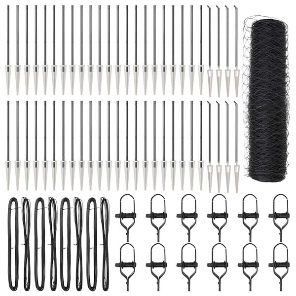 vidaXL Ker&iacute;t&eacute;soszlop Sz&uuml;rke 100 x 0,6 m (36 mm-es h&aacute;l&oacute;) Ac&eacute;l &eacute;s PVC