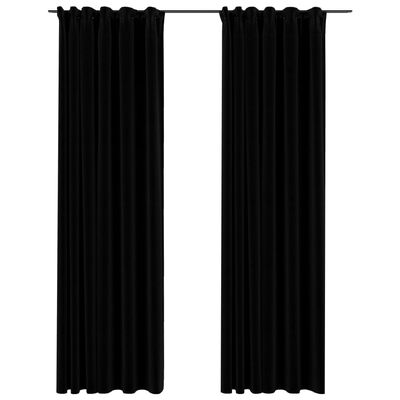 vidaXL 2 db fekete vászonhatású sötétítőfüggöny kampókkal 140 x 225 cm