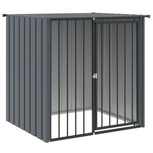 vidaXL fekete horganyzott ac&eacute;l kutyakennel tetővel 110x103x109 cm