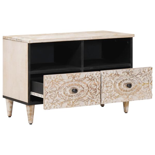 vidaXL TV szekr&eacute;ny t&aacute;rol&oacute;val Feh&eacute;r 70 x 33,5 x 46 cm T&ouml;m&ouml;r Mang&oacute;f&aacute;t