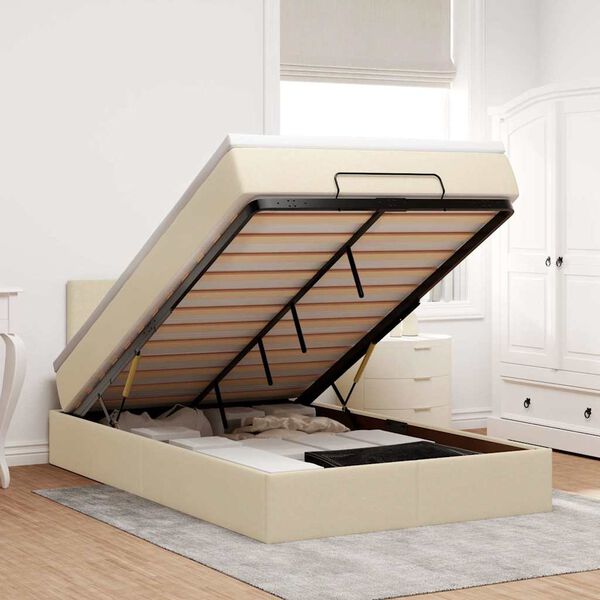 vidaXL Ottom&aacute;n &aacute;gykeret matraccal kr&eacute;m 120x190 cm sz&ouml;vet