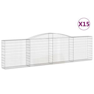 vidaXL 15 db &iacute;ves horganyzott vas gabion kos&aacute;r 400x30x100/120 cm