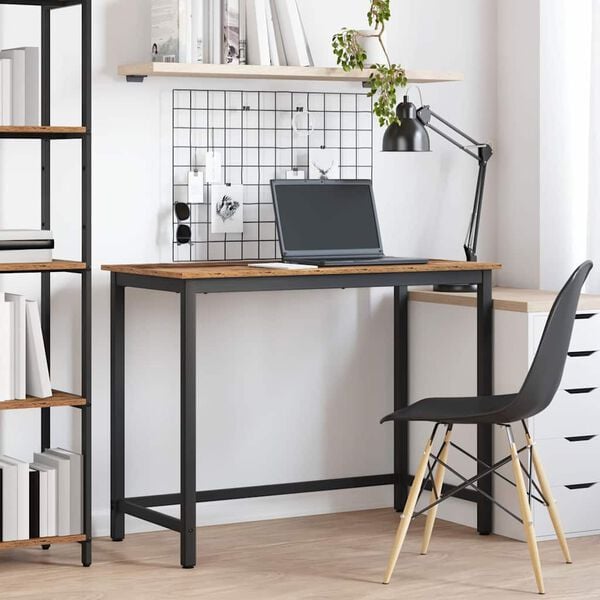 vidaXL asztal &Ouml;reg fa 80 x 50 x 76,5 cm Műszaki fa &eacute;s ac&eacute;l