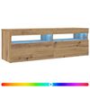 vidaXL k&eacute;zműves t&ouml;lgy szerelt fa TV-szekr&eacute;ny LED-ekkel 120x35x40 cm