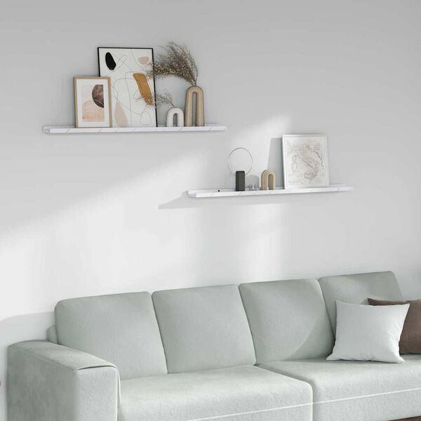 vidaXL Falpolc polcokkal 2 pcs Feh&eacute;r m&aacute;rv&aacute;ny 100 x 9 x 3 cm Faanyag