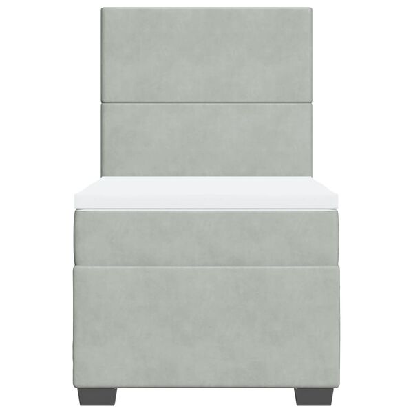 vidaXL világosszürke bársony rugós ágy matraccal 90x190 cm