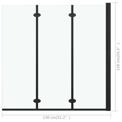 vidaXL 3 paneles fekete ESG zuhanyzó összecsukható ajtóval 130x138 cm