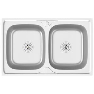 vidaXL ez&uuml;st rozsdamentes ac&eacute;l dupla konyhamosogat&oacute; 800 x 500 x 155 mm