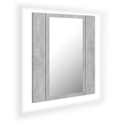 vidaXL betonszürke akril LED-es tükrös fürdőszobaszekrény 40x12x45 cm