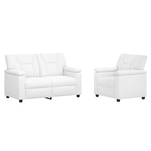 vidaXL Kanap&eacute; Szett 2 pcs Feh&eacute;r Műbőr