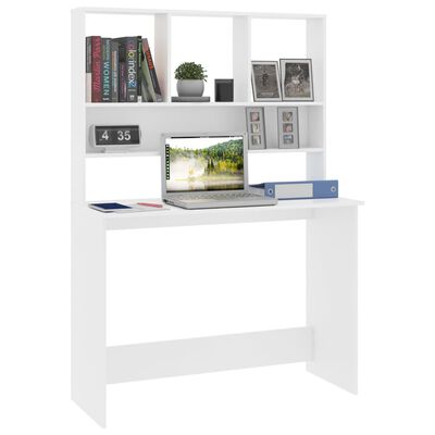 vidaXL fehér forgácslap íróasztal polcokkal 110 x 45 x 157 cm