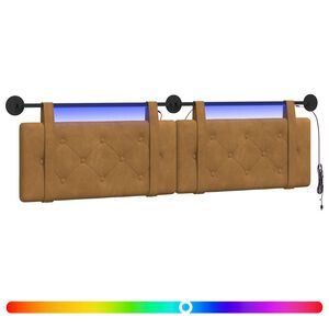 vidaXL F&uuml;ggesztett &aacute;gyfej LED f&eacute;nyekkel Barna B&aacute;rsony