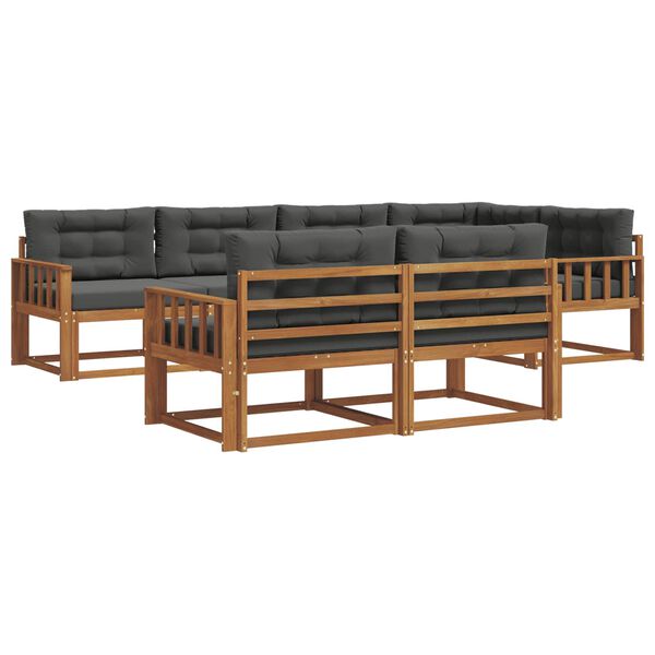 vidaXL K&uuml;lt&eacute;ri kanap&eacute; szett p&aacute;rn&aacute;val 7 pcs Term&eacute;szetes &eacute;s antracit