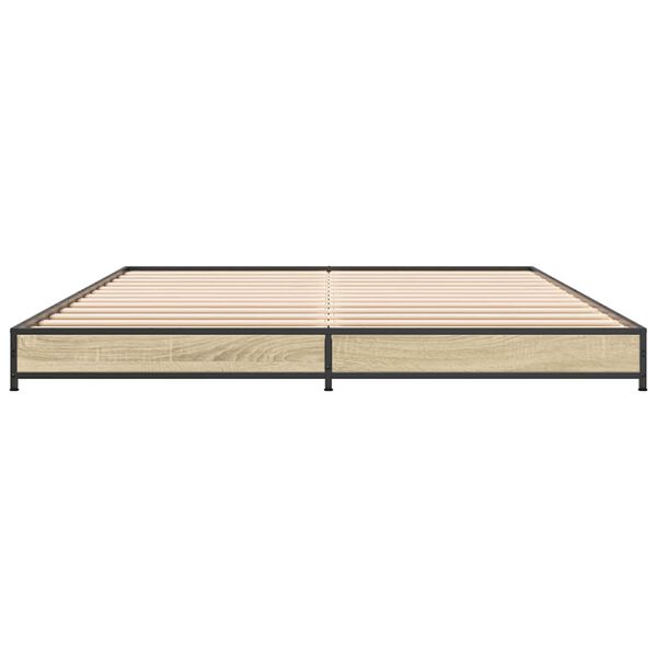 vidaXL sonoma t&ouml;lgysz&iacute;nű szerelt fa &eacute;s f&eacute;m &aacute;gykeret 120 x 200 cm