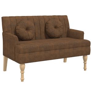 vidaXL barna műbőr pad p&aacute;rn&aacute;kkal 113x64,5x75,5 cm