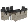vidaXL 9r&eacute;szes vil&aacute;gossz&uuml;rke polyrattan kerti &eacute;tkezőgarnit&uacute;ra p&aacute;rn&aacute;val