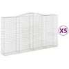 vidaXL 5 db &iacute;ves horganyzott vas gabion kos&aacute;r 400x50x220/240 cm