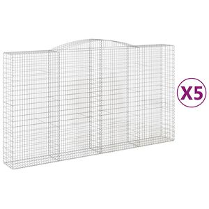 vidaXL 5 db &iacute;ves horganyzott vas gabion kos&aacute;r 400x50x220/240 cm
