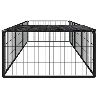 vidaXL 8-paneles fekete porszórt acél kutyakennel 100 x 50 cm