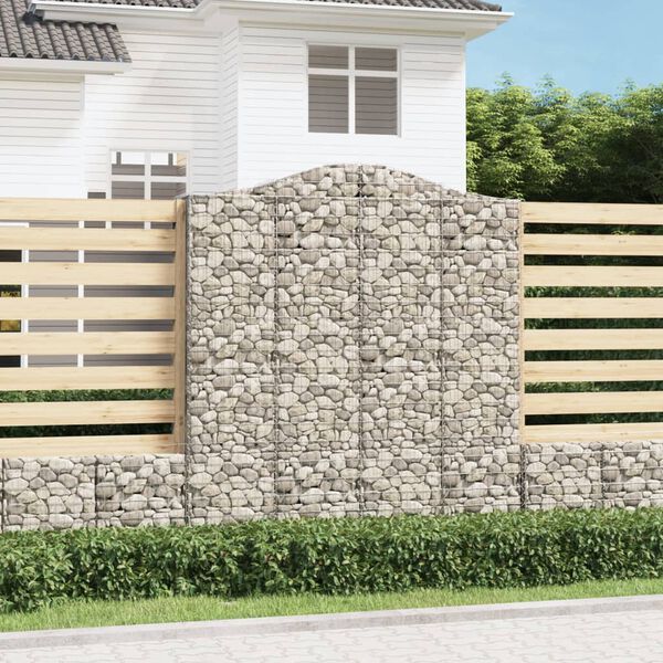 vidaXL 4 db &iacute;ves horganyzott vas gabion kos&aacute;r 200x50x220/240 cm