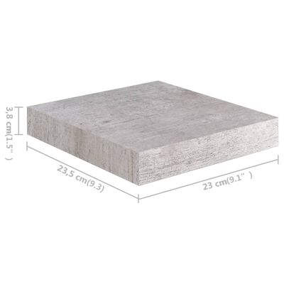 vidaXL 4 db betonszürke MDF lebegő fali polc 23 x 23,5 x 3,8 cm
