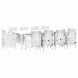 vidaXL Kert étkező szett 11 pcs Fehér Polt rattan