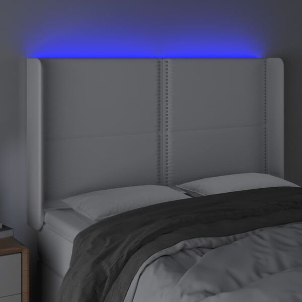 vidaXL feh&eacute;r műbőr LED-es fejt&aacute;mla 147x16x118/128 cm