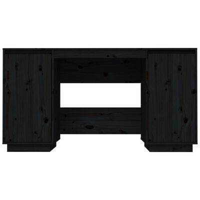 vidaXL fekete tömör fenyőfa íróasztal 140 x 50 x 75 cm