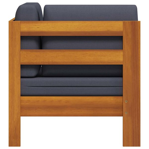 vidaXL tömör akácfa sarokkanapé sötétszürke párnákkal