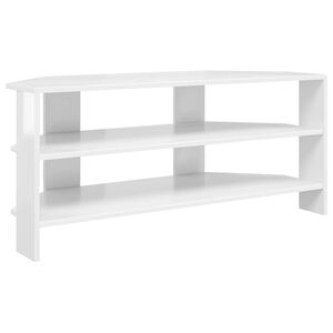 vidaXL SarokTVSzekr&eacute;ny 102x40,5x45cm Magas f&eacute;nyű Feh&eacute;r Szerelt Fa